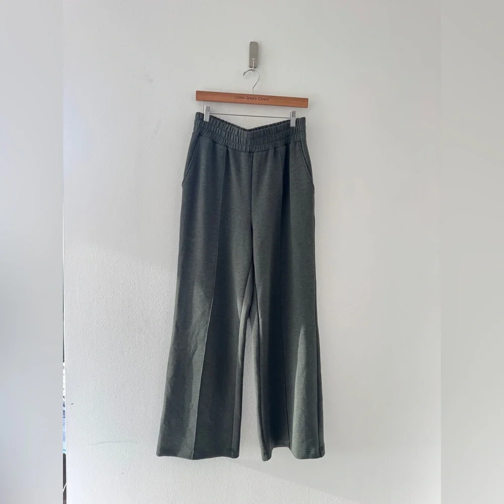 VARLEY The Wide Leg Pants in Olive Marl L - Picture 3 of 9